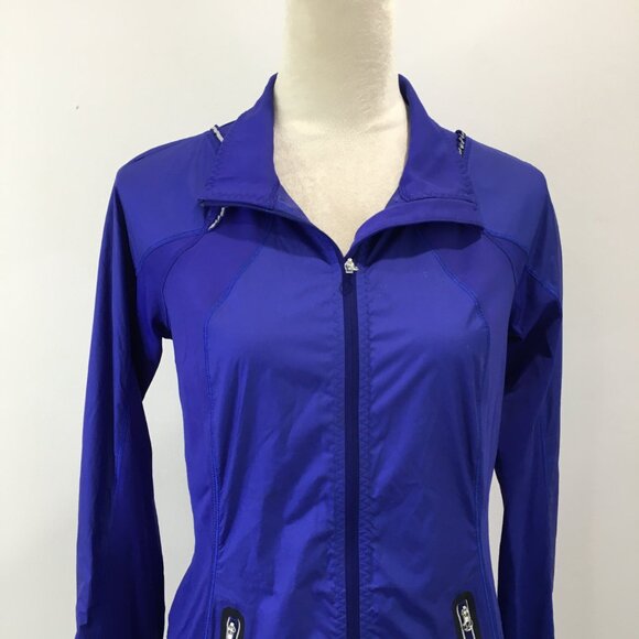 LULULEMON Athletica Blue Zip Pocket Mesh Insert Lightweight Activewear Jacket - Picture 4 of 16